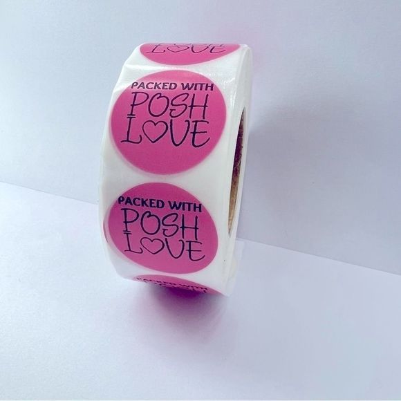 Packed with Posh Love 1" Round Stickers (100 roll ) NWT | Shipping Supplies - Picture 7 of 8